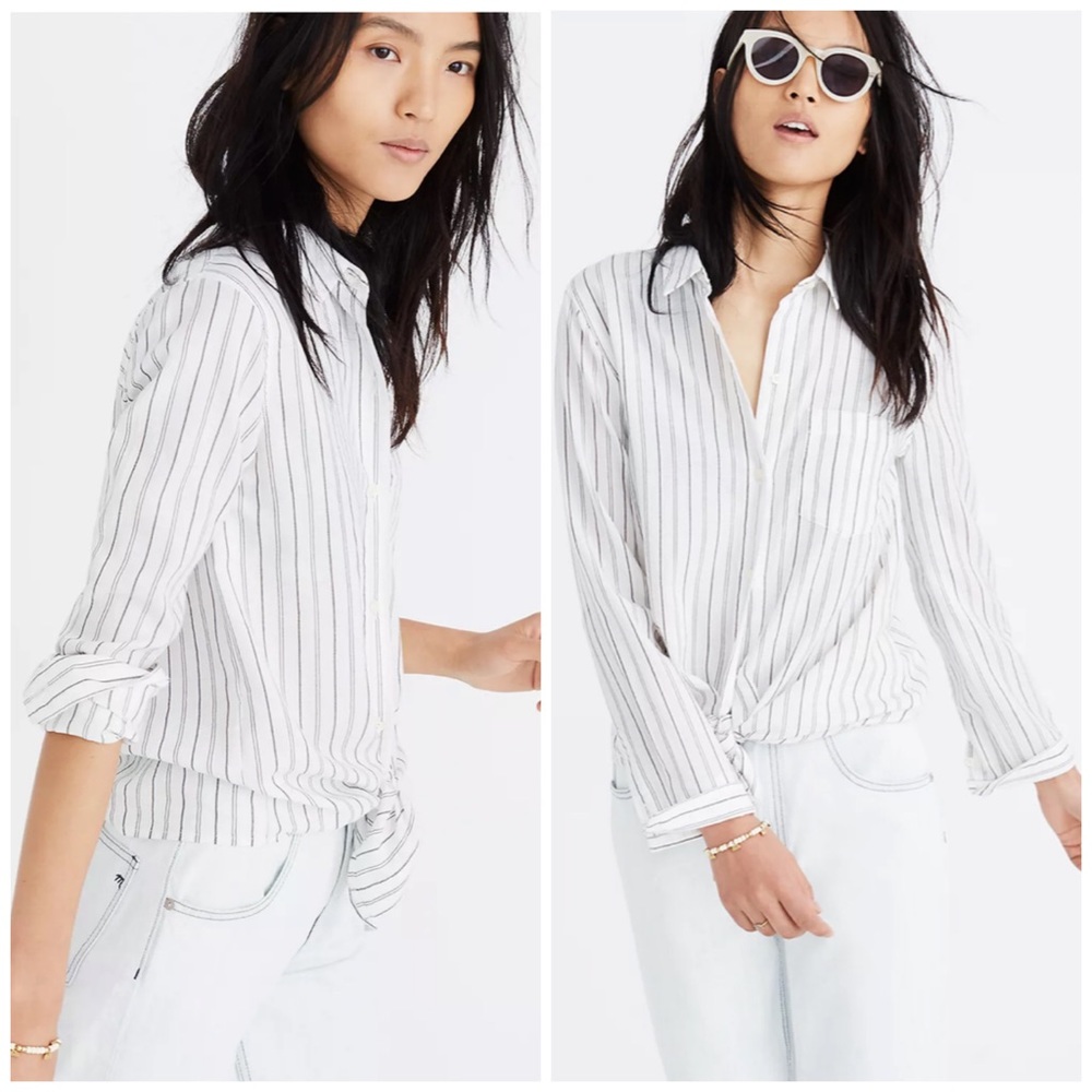 Madewell Tie-Front Shirt in Darcy Stripe
